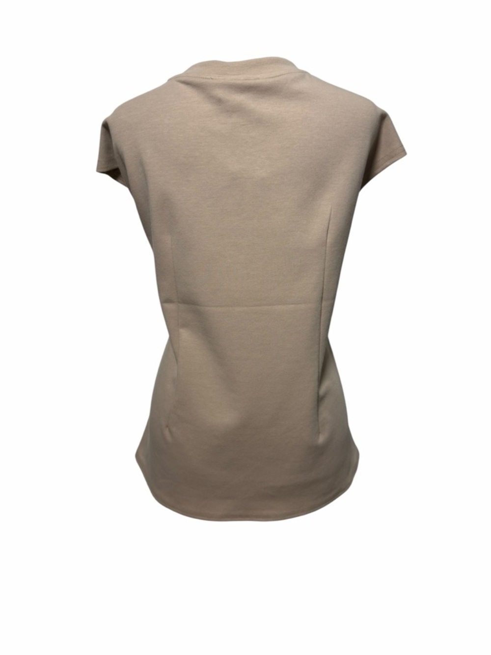 NWT Modern Works Side Twist Ruched Cap Sleeve Top Taupe Cotton Blend L - Picture 4 of 8